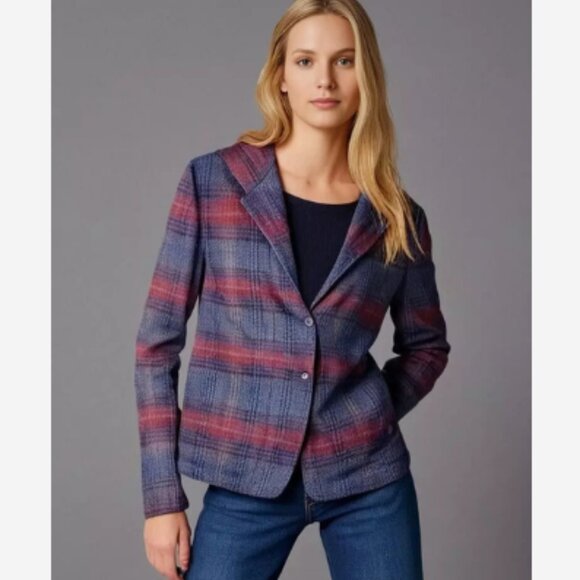 Harold's Tops - Harold Jacket Hoodie Women's Size 8 100% Lambs Wool Button Maroon/Black Lined